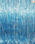 GOER 6.4 ft x 8.2 ft Metallic Tinsel Foil Fringe Curtains,Pack of 2 Party Streamer Backdrop for Birthday,Graduation Decorations and New Year Eve (Light Blue)