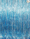 GOER 3.2 ft x 8.2 ft Metallic Tinsel Foil Fringe Curtains Party Photo Backdrop Party Streamers for Birthday,Graduation,New Year Eve Decorations Wedding Decor (4 Packs,Blue)