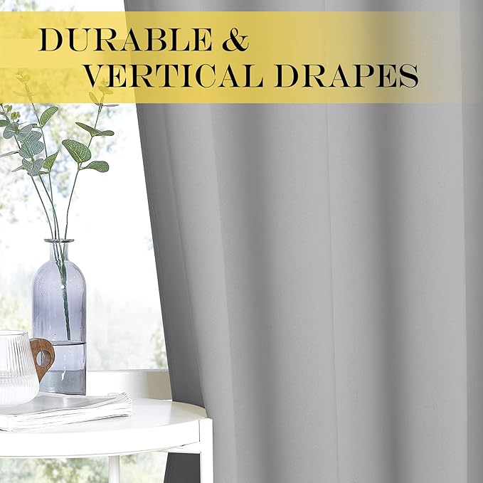 NICETOWN Sliding Glass Door Curtain - Blackout Room Darkening Door Vertical Blind for Dining Room/Bedroom with Grommet Top (Silver Grey, W100 x L95, 1 Panel)