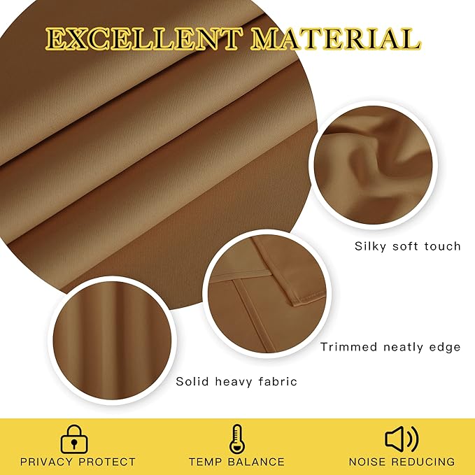 NICETOWN Blackout Drapery Curtain Panel 90 inches Long - Window Treatment Thermal Insulated Grommet Blackout Curtain/Drape for Bedroom Living Room (Gold Brown, 1 Panel, 46 by 90 inches)