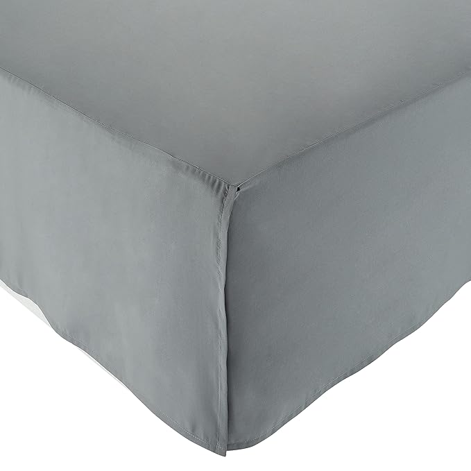 Amazon Basics Lightweight Pleated Bed Skirt, King, Dark Grey, Solid