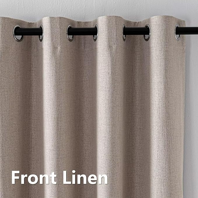 100% Blackout Curtains 90 Inch Length 2 Panels Set, Black Out Curtains for Living Room, Beige Thermal Insulated Grommet Drapes Bedroom Luxury Decor Privacy(70W × 90L inch, Beige)
