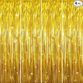 GOER 3.2 ft x 9.8 ft Metallic Tinsel Foil Fringe Curtains Party Photo Backdrop Party Streamers for Birthday,Graduation,New Year Eve Decorations Wedding Decor (4 Packs,Gold)