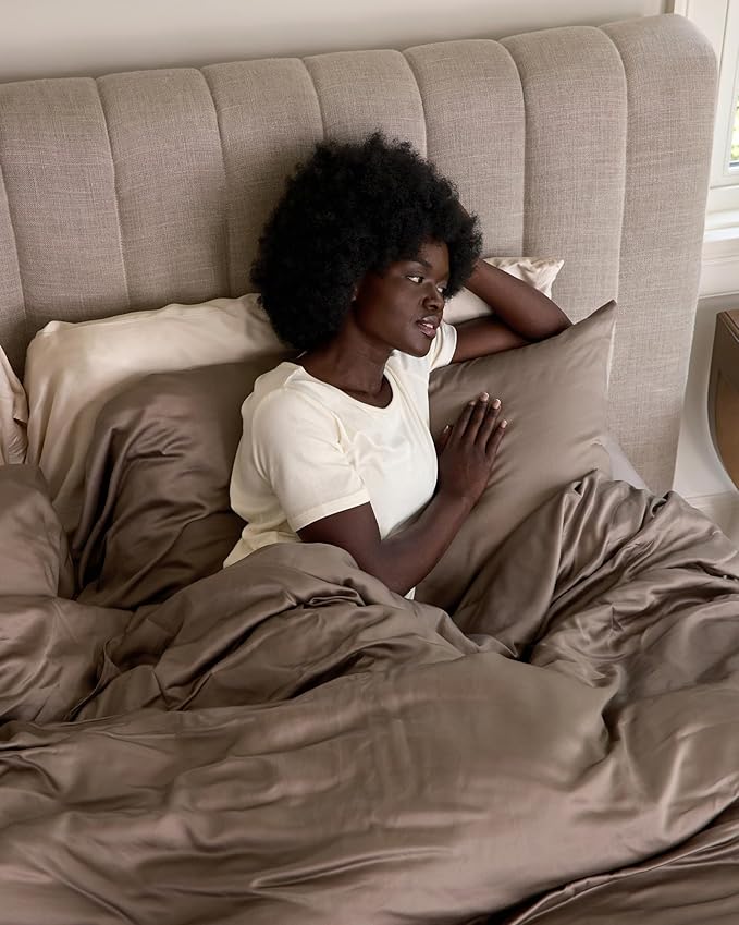 Cozy Earth Luxury Bed Sheet Set - 100% Viscose from Bamboo Fabric, Ultra-Soft & Breathable, Fits Regular & Deep Pocket Mattresses up to 20" - 4 Pieces Twin Sheet Set Walnut