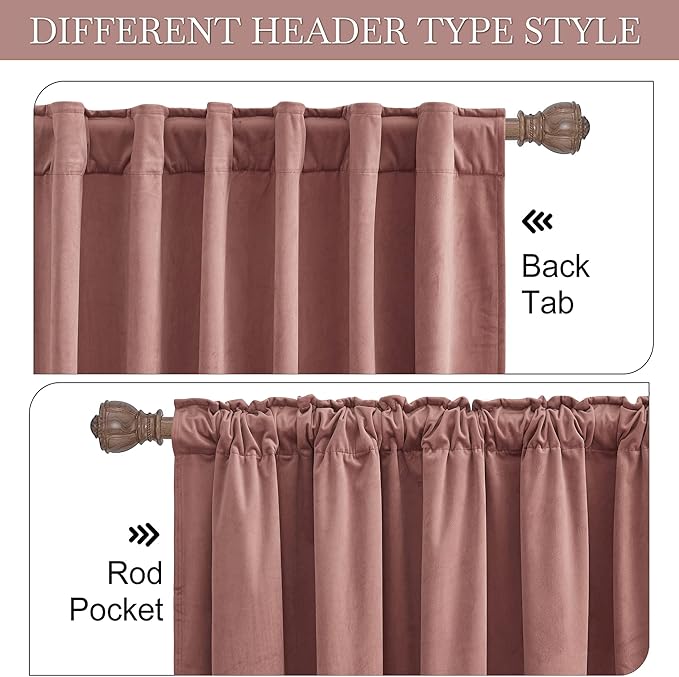 RYB HOME Elegant Velvet Curtains 96 inch Length Room Darkening Small Window Decor Silk Hand Feel Privacy Vertical Shade for Nursery Playroom Bedroom, W52 x L96 inches, Wild Rose Pink, 2 Panels