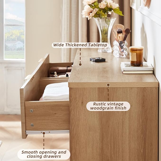 LEYAOYAO Fluted 5 Drawers Dresser Set of 2, 41" Tall Modern Chest of Drawers with Metal Handle, Curved Profile Dresser TV Stand, Wooden Drawer Organizer for Bedroom, Living Room, Hallway, Lightgrey