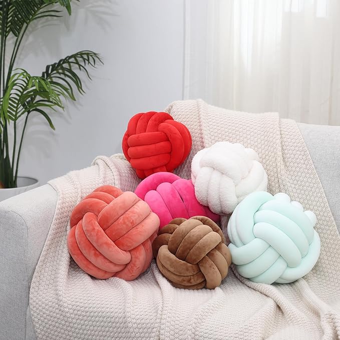 Petrella Knot Pillow Ball Round Throw Pillows Home Decor Cushion Decorative Aesthetic Throw Pillows，Light Green 11inch