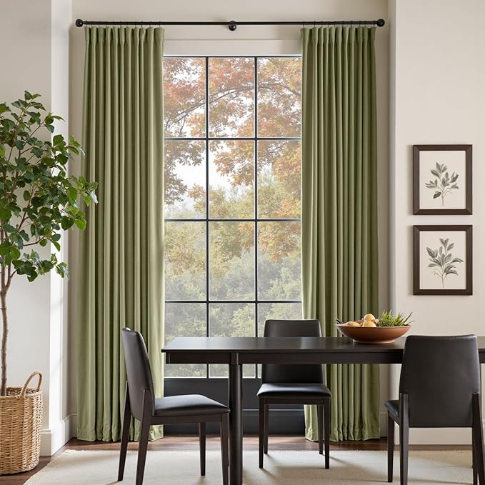 Lazzzy Velvet Green Curtains 108 Inches Long Black Out Thermal Insulated Room Darkening Curtain Drapes Luxury Back Tab Window Treatments for Bedroom Living Room 2 Panels, 52 x 108 Inch, Olive Sage