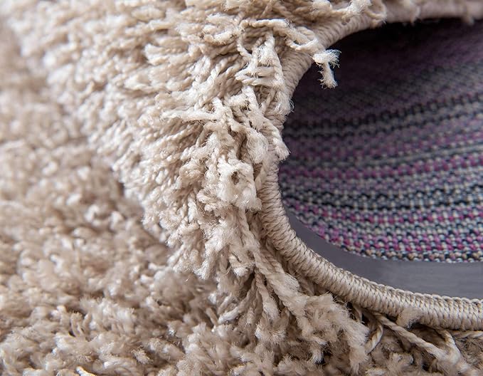 Unique Loom Solid Shag Collection Area Rug (7' 1" x 10' Rectangle, Taupe)