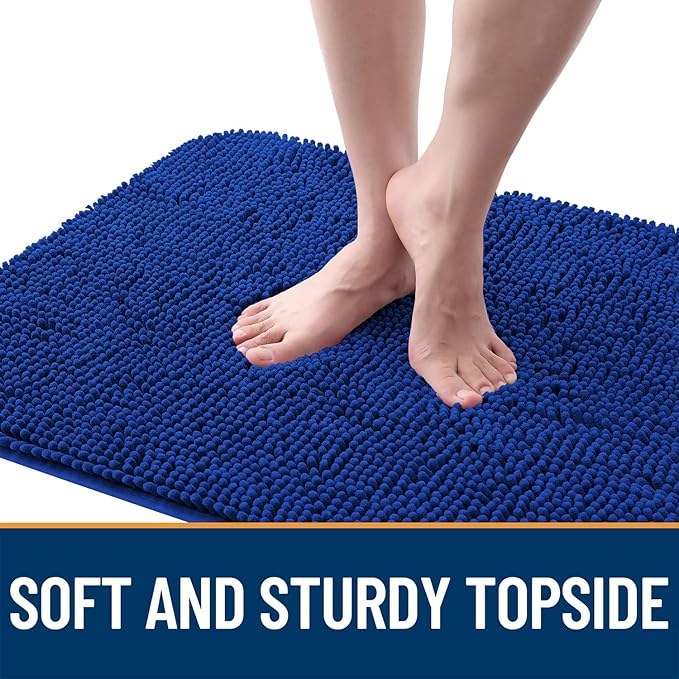 OLANLY Dog Door Mat for Muddy Paws 47x17, Absorbs Moisture and Dirt, Absorbent Non-Slip Washable Doormat, Quick Dry Chenille Mud Mat for Dogs, Entry Indoor Entryway Carpet for Inside Floor, Royal Blue