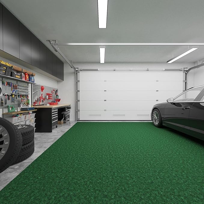 Ottomanson 4' x 6'6" Mud Mat Area Rug Scraper Carpet - Non-Slip, Dirt Trapping for Indoor & Outdoor Use - Ideal for Entryway, Garage, Kitchen, Patio & High-Traffic Areas, Green