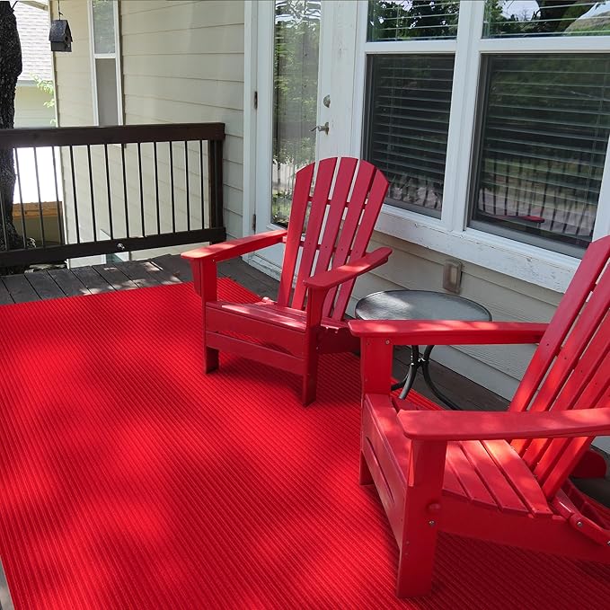 Ottomanson 3'11" x 38' Hallway Runner with Scraper Pile - Extra Durable Non-Slip Rug Mat for Indoor & Outdoor Use - Ideal for Kitchen, Entryway & Garage - High-Traffic Carpet, Red
