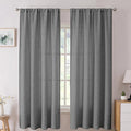 Tollpiz Short Linen Curtains Living Room Rod Pocket Semi Sheer Curtain Burlap Light Filtering Thick Linen Drapes for Bedroom, 54 x 54 inches Long, Dark Grey, Set of 2 Panels