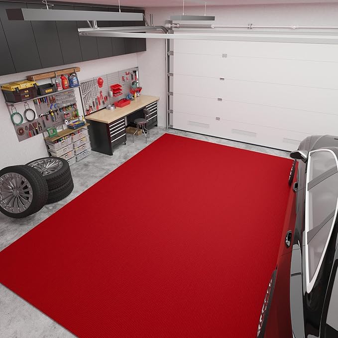 Ottomanson 6'6" x 43' Hallway Runner with Scraper Pile Extra Durable Non-Slip Rug Mat for Indoor & Outdoor Use - Ideal for Kitchen, Entryway, Patio & Garage - High-Traffic Carpet, Red