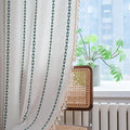 Sutuo Home Boho Curtains 90 inches for Bedroom Living Room, Semi Blackout Farmhouse Tassels Vintage Privacy Bohemian Embroidery Drape, Rod Pocket 1 Panel 52" W x 90" L, White and Emerald Green