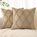 decorUhome Spring Euro Sham Throw Pillow Covers 24x24 Inch Set of 2, Soft Plush Faux Fur Wool Khaki Couch Pillow Covers, Decorative Neutral Pillow Cases for Bed Sofa Living Room Home Decor