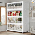 880QT Extra Large Stackable Storage Bins with Lid, 220Gal Collapsible Storage Box with Wheels and Doors, Plastic Closet Organizers and Storage Cabinet for Home Kitchen Office Dorm, 4Pack White