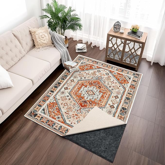 100% Waterproof Rug pad, 6x9 ft Area Rug Non-Slip Rug Pads, 1/4" Thick Carpet Pads for All Floors and finishes, Felt pad for Hardwood Floors, Keep Carpets in Place Soft and Secure