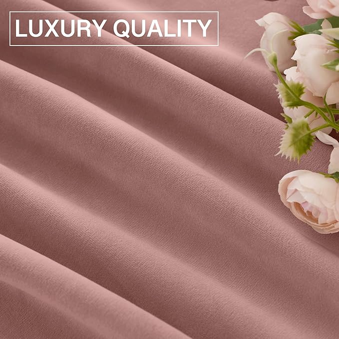 StangH Pink Curtains 96 inches Long, Super Soft Velvet Window Drapes Rod Pocket Thermal Insulated Home Decoration for Girls Room/Dressing Room/Office, W52 x L96, 2 Panels