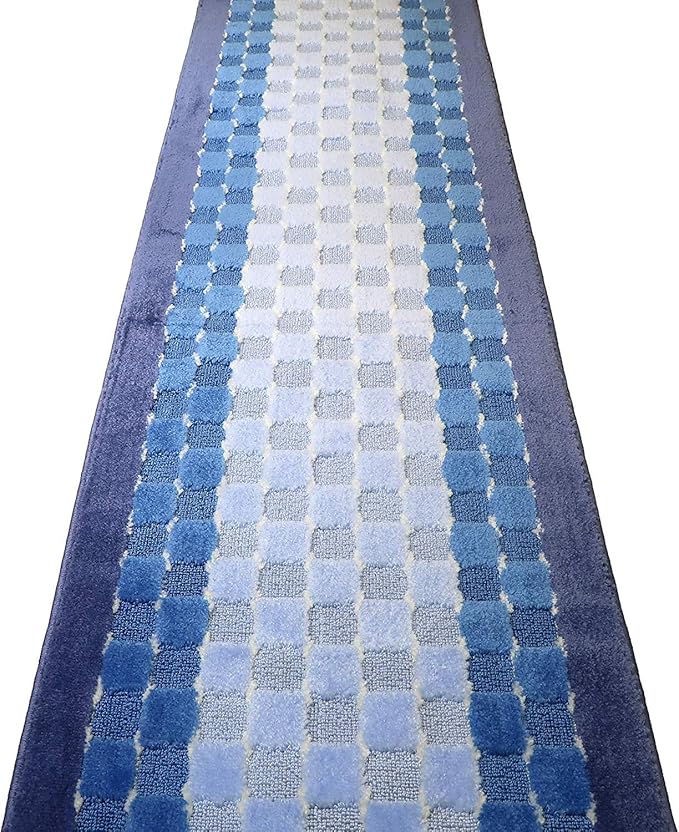 11 ft Non-Slip Blue Hallway Kitchen Runner Rug, 2'2" X 11' Washable Carpet - Rubber Backed, Custom Size Floor Mat for Stairs Bedroom Bathroom Entryway, Flexible Length Options