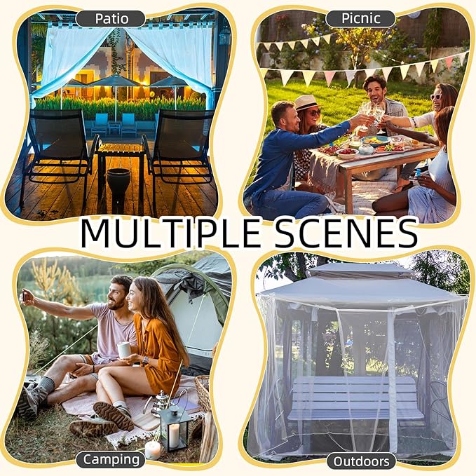 2 Pcs 4 Corners Mosquito Net for Bed Canopies Netting Bed Drapes Mesh for Twin Full Queen King Size Camping Home Outdoor Travel Dormitory(White,L87 X W79 X H79 Inch)