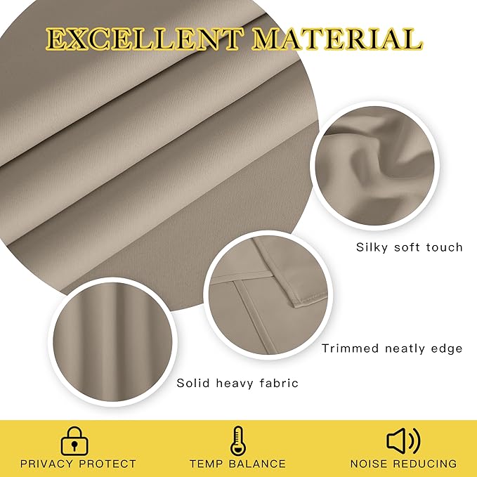 NICETOWN Bedroom Curtain Room Darkening Drapery 102 inches Length - Home Fashion Thermal Insulated Grommet Room Darkening Curtain for Living Room (Taupe, 1 Panel, 52 x 102 inches)