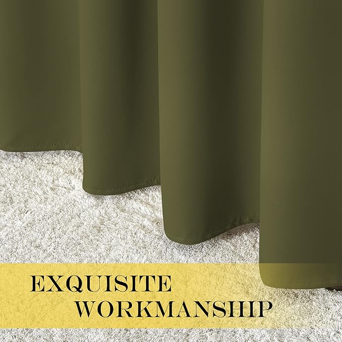 NICETOWN Window Treatment Sliding Door Curtain - Thermal Insulated Wide Width Solid Blackout Patio Glass Door Drape, Extra Wide Draperies (Olive Green, 100 inches Wide x 84 inches Long)