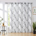 FMFUNCTEX Black White Linen Sheer Sliding Glass Door Curtain for Living Room Modern Tree Branch Print Window Curtain for Office, Light Filtering 100 Inch Extra Wide Sheer Room Divider Curtain 1 Panel