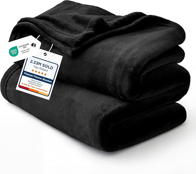 Bedsure GentleSoft Fleece Blankets Queen Size Black - Bed Blanket Soft Lightweight Plush Fuzzy Cozy Luxury Microfiber, 90x90 inches