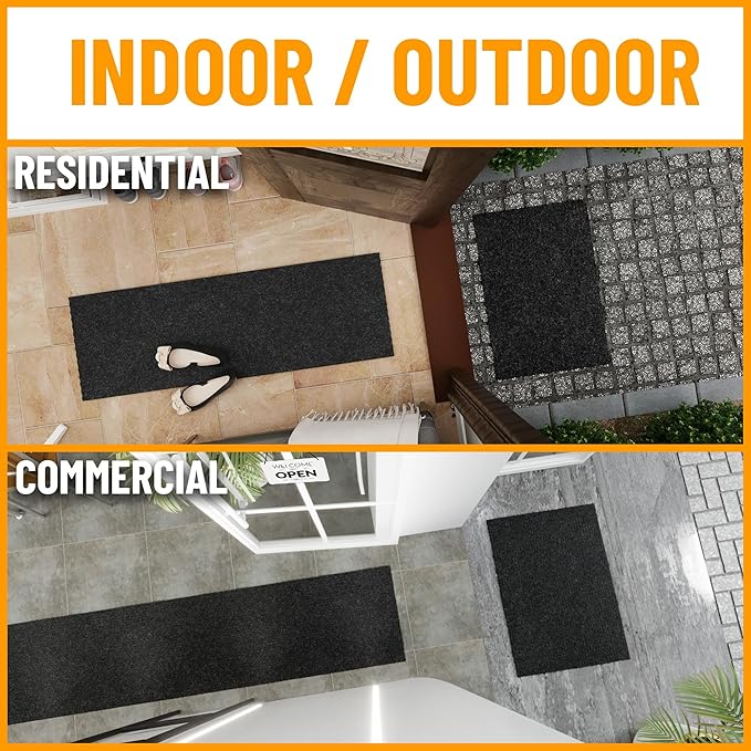 Ottomanson Commercial Scrape Rib Entry Mat – Heavy Duty Ribbed Floor Mat for High Traffic – Non Slip Rubber Back, Waterproof – Indoor Outdoor Use for Offices, Schools, Lobbies, 2' x 38', Black