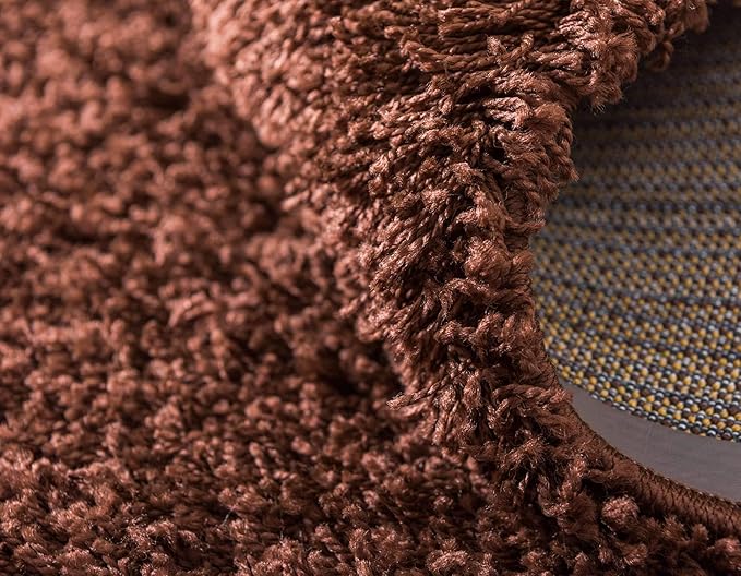 Unique Loom Solid Shag Collection Area Rug (8' x 11' Rectangle, Chocolate Brown)