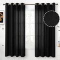 YoungsTex Black Linen Curtains 63 inch Length 2 Panels for Short Windows Bronze Grommet Drapes Light Filtering for Bedroom Living Room Gothic Decorative, 52 X 63 Inch