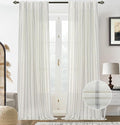 DriftAway Farmhouse Vertical Striped Linen Blend Textured Light Filtering Semi Sheer Curtains for Living Room Bedroom 120 Inches Long Drapes 2 Panels Linen Gray