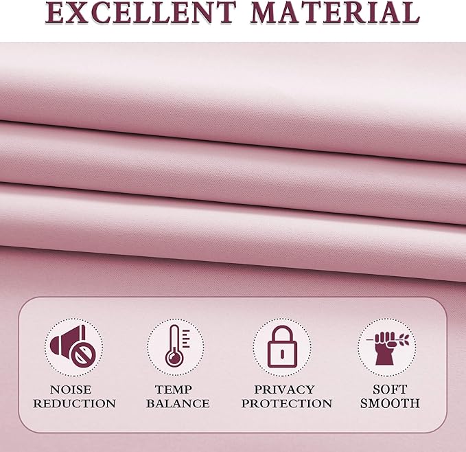 DONREN Pink Room Darkening Curtains for Bedroom Girls - Home Decoration Privacy Protection Thermal Insulated Blackout Window Drape with Rod Pocket (Set of 2 Panels,42 x 54 Inch)