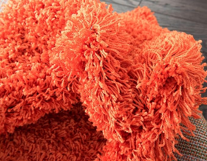 Unique Loom Solid Shag Collection Area Rug (10' x 13' Rectangle, Tiger Orange)