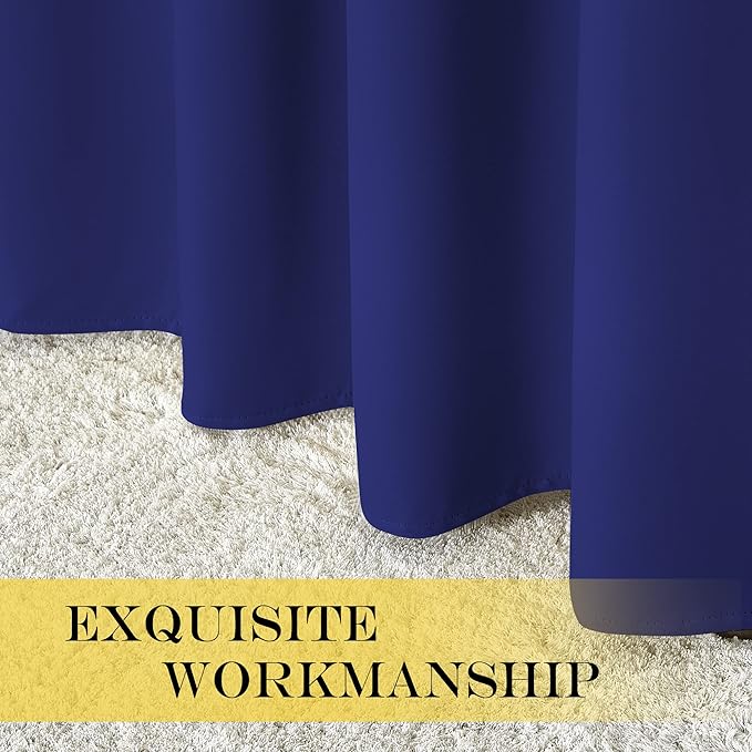 NICETOWN Room Darkening Short Curtain 54 inches Long for Living Room, Grommet Sound Reducing Thermal Insulated Curtains for Bedroom Nursery Window, 46W x 54L, 1 Piece, Navy Blue