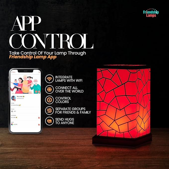 Friendship Lamp® by Filimin Classic - Best Friend Lamps Wi-Fi Touch Lamp LED Light for Long-Distance, Connection, Relationship, Friendship, Gifts, Love, 200+ Colors, App Setup - Set of 2