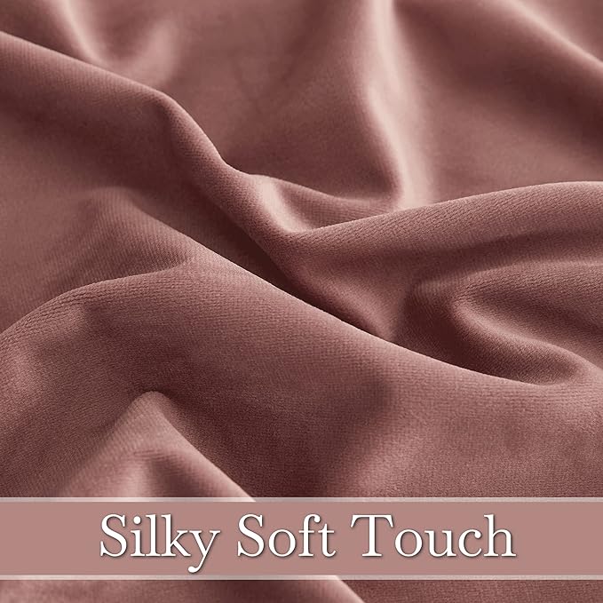 RYB HOME Heavy Duty Velvet Curtains & Drapes, Room Darkening Noise Reducing Window Treatment for Living Room Bedroom Privacy Draft Block Shades for Stuido, Wild Rose, W52 x L72 inch, 2 Panels