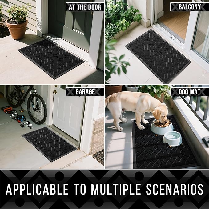 Yimobra Outdoor Runner Rug 72x24, All-Season Waterproof Doormat Outdoor Entrance, Heavy Duty Non-Slip Outside Commercial Grade Door Mat, Easy Clean, Black