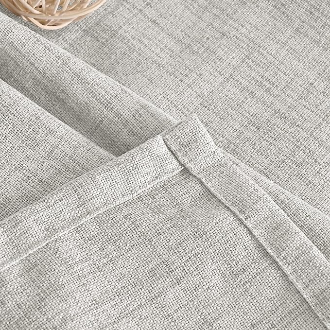 YoungsTex Linen Curtains 72 Inch Length Light Grey Textured Window Drapes with Bronze Grommet Light Filtering for Bedroom Living Room Office, 2 Panels, 42 X 72 Inch