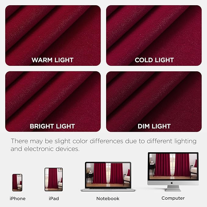 Joydeco Red 100% Blackout Curtains 102 Inch 2 Panels, Luxury Thermal Red Velvet Curtains for Bedroom Living Room, Soundproof Blackout Window Drapes, Rod Pocket & Back Tab (52W x 102L)