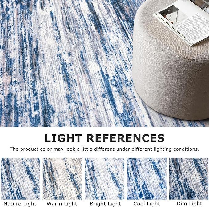 2x7 Modern Abstract Runner Rug for Hallways, Navy Blue Gray Neutral Multi Super Soft Hallway Decor Kitchen Rugs with Non-Slip, Non-Shedding Washable Rug for Hallways Entryway Bedroom Indoor