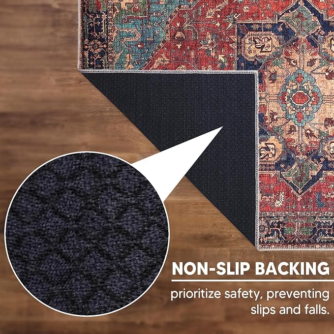 Keen Home Design 2x3 Rug - Machine Washable Entry Rug with Non-Slip Backing, Ideal for Enteryway, Kitchen, Bathroom, Laundry Room - Vintage, Easy Clean, Durable, Low Pile Rug - (2' x 3')