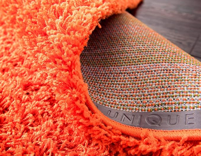 Unique Loom Solid Shag Collection Area Rug (2' 7" x 10' Runner Tiger Orange)