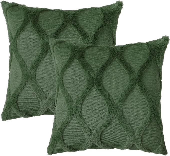decorUhome Spring Euro Sham Throw Pillow Covers 26x26 Inch Set of 2, Soft Plush Faux Fur Wool Forest Elf Couch Pillow Covers, Decorative Neutral Pillow Cases for Bed Sofa Living Room Home Decor