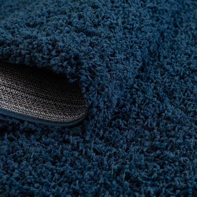 Unique Loom Solid Shag Collection Area Rug (8' x 10' Oval, Sapphire Blue/ Navy Blue)