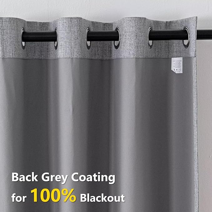 100% Blackout Curtains 108 Inches Long 2 Panels Set, Black Out Curtains for Living Room, Light Grey Thermal Insulated Grommet Drapes Bedroom Luxury Decor Privacy(52W × 108L inch, Light Grey)