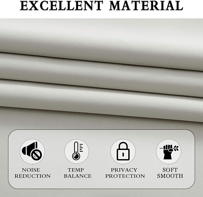 DONREN Light Grey Blackout Curtains for Bedroom -Thermal Insulated Window Treatment Rod Pocket Curtain Drapes (52 W X 84 L,Set of 2 Panels)