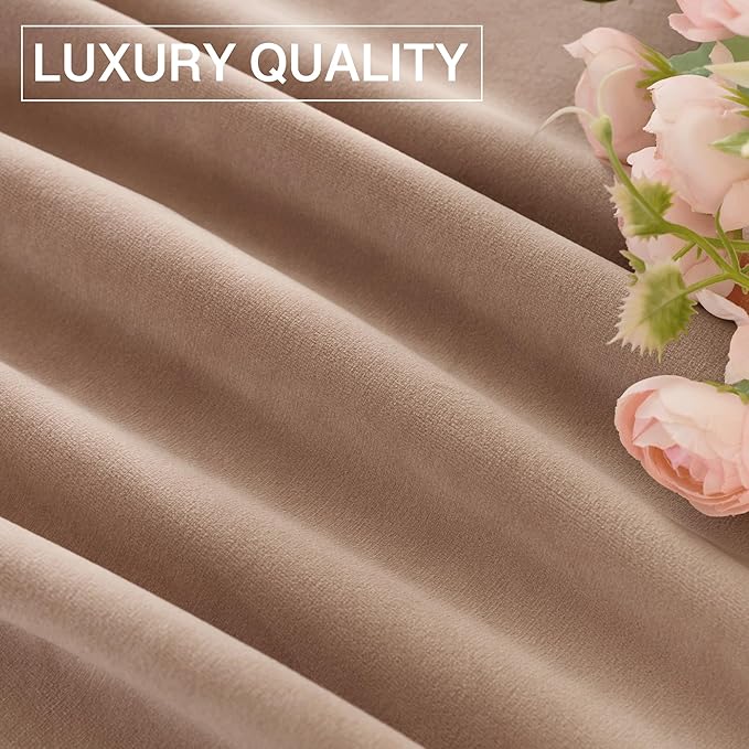 StangH Blush Velvet Curtains 84 inch Length - Room Darkening Privacy Enhancing for Daughters Room/Apartment Thermal Insulated Drapes for Bedroom, Blush Beige, W52 x L84 Inches, 2 Panels