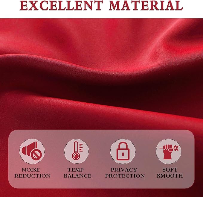 DONREN Red Bedroom Blackout Drapes Insulating Room Darkening Rod Pocket Curtain Panels (42 by 84 Inch,2 Panels)